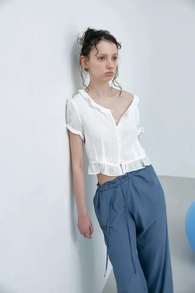 

Cute Flounce Sve round Ne ort Sve Top Tannat Sle Summer New Arrival Women's Slim Fit irt Cool Sensation Breathable