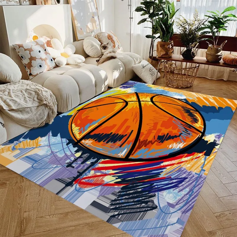 Sport Non-slip Ball Carpet Football Basketball Print Area Rugs Washable Entryway Doormat for Bedroom Living Room Kitchen  Mat