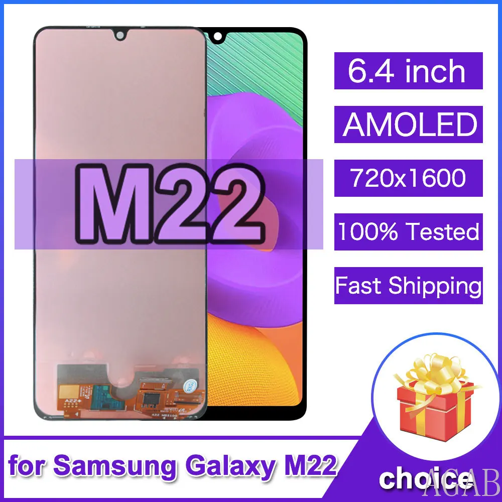 Strictly Tested LCD for Samsung Galaxy M22 LCD Display Touch Screen Spare Repair Part for Samsung M225 M225FV Display With Frame