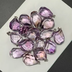 Facet Natural Purple Crystals Pendants Women Clear Amethyst Quartz Beads Water Drop Necklaces Brazil Stone 925 Silver Jewelry