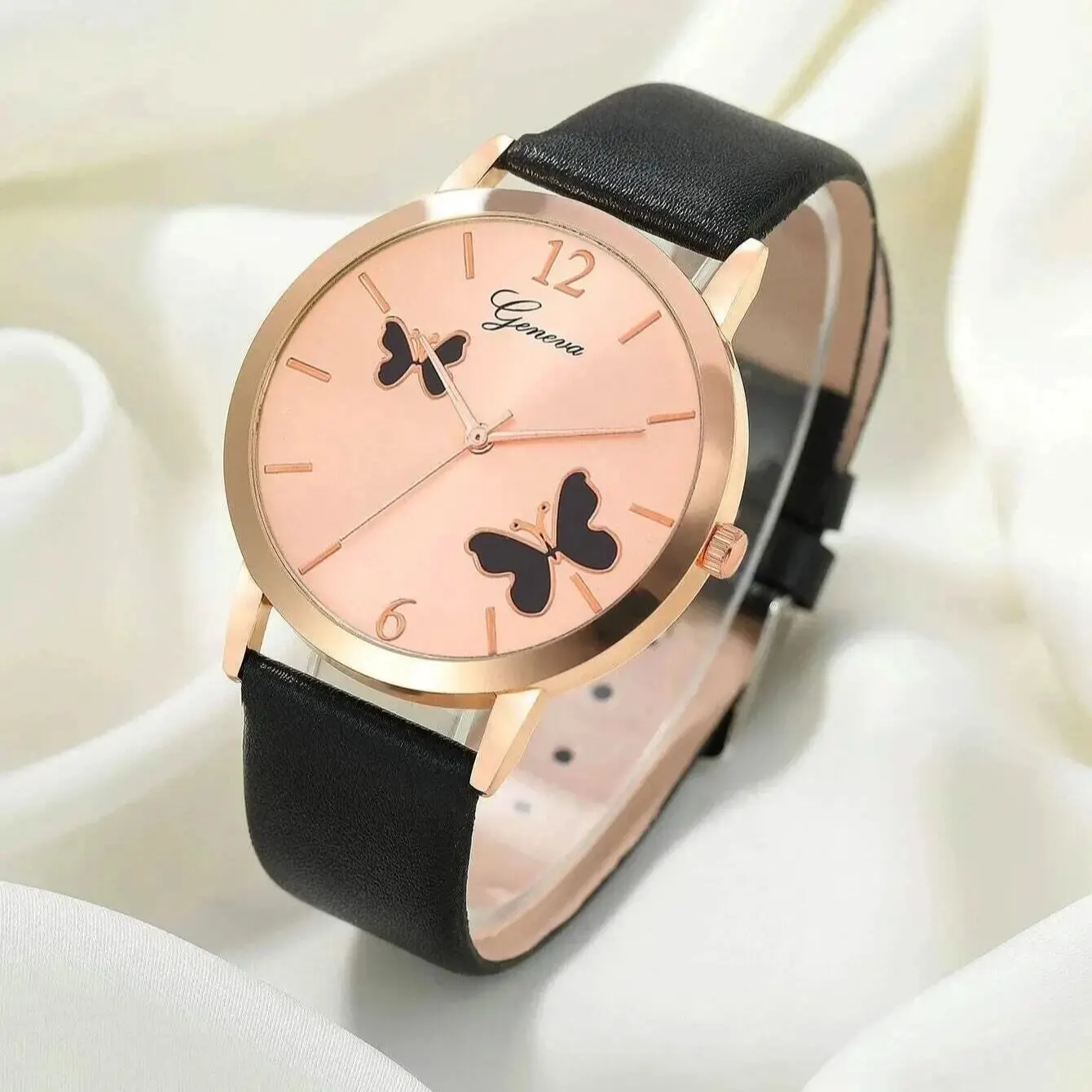 Six-piece High-end Leather Disc Cute Watch Set For Girls