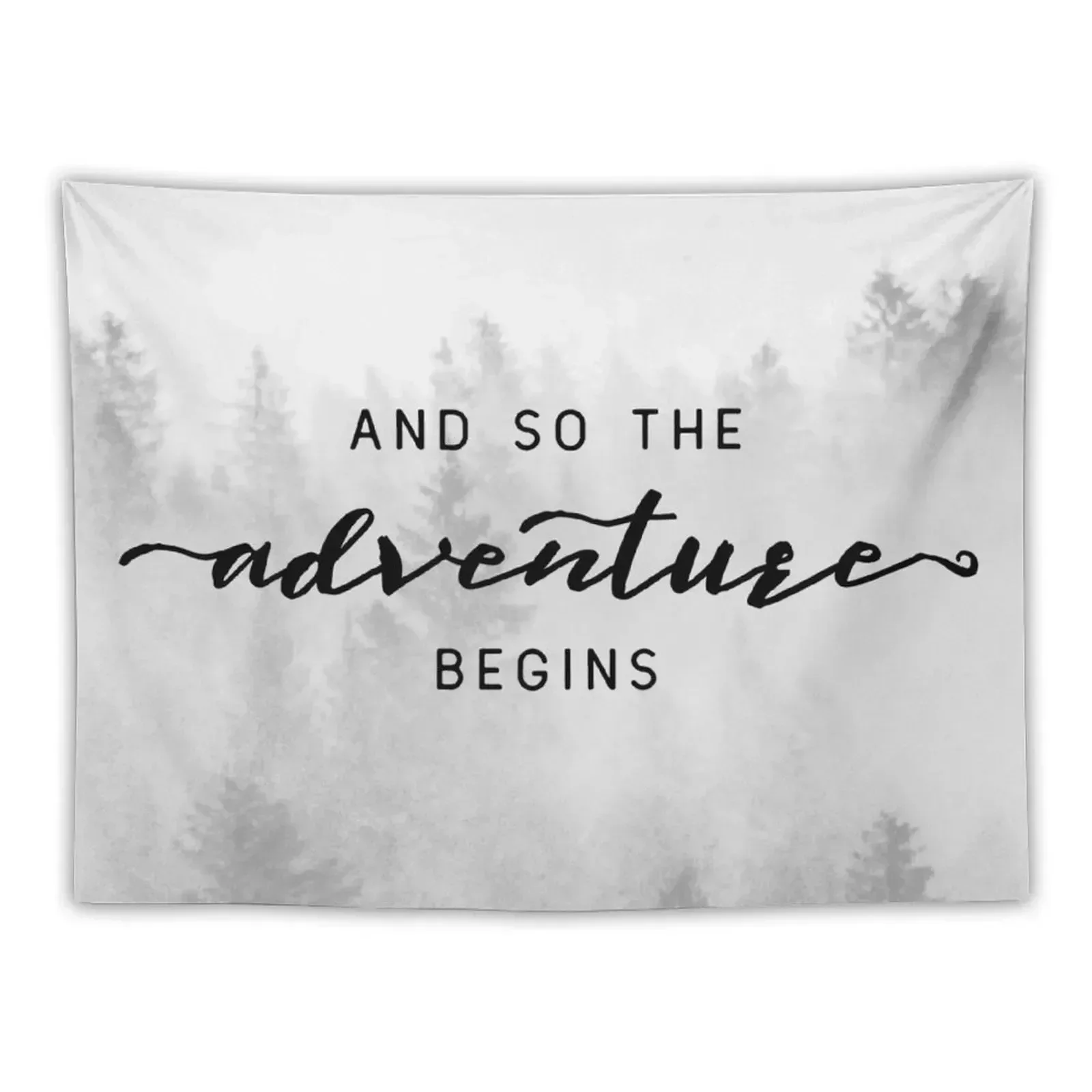 

And So The Adventure Begins - Foggy Trees Forest Wall Decor Tapestry Mushroom Wallpaper Bedroom Wall Hanging Decor Tapestry