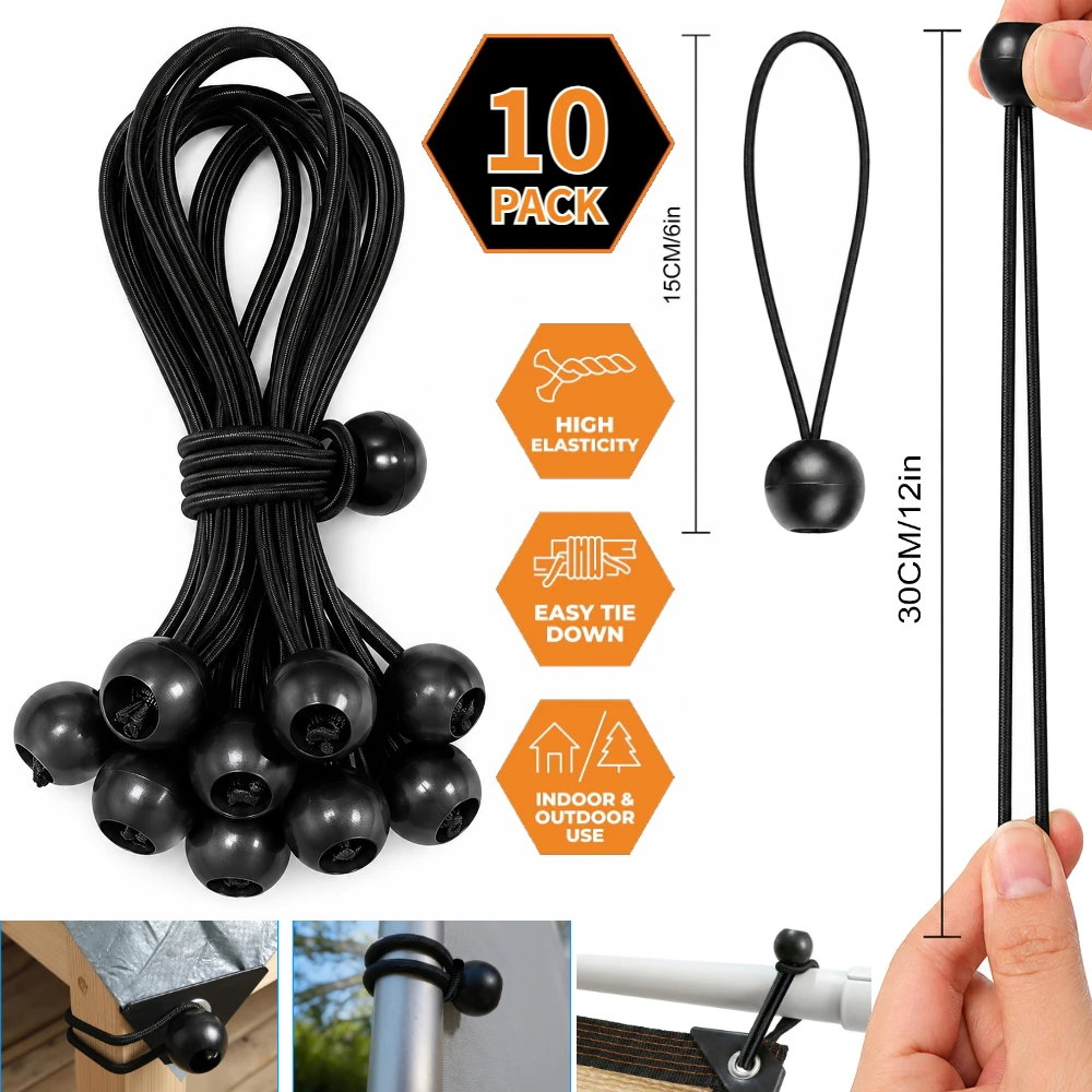 Outdoor Elastic Ball Rope Bungee Cords Portable Tent Fixing Tarpaulin Awning Canopy Accessories Heavy Duty Tarp Elastic Tie Down