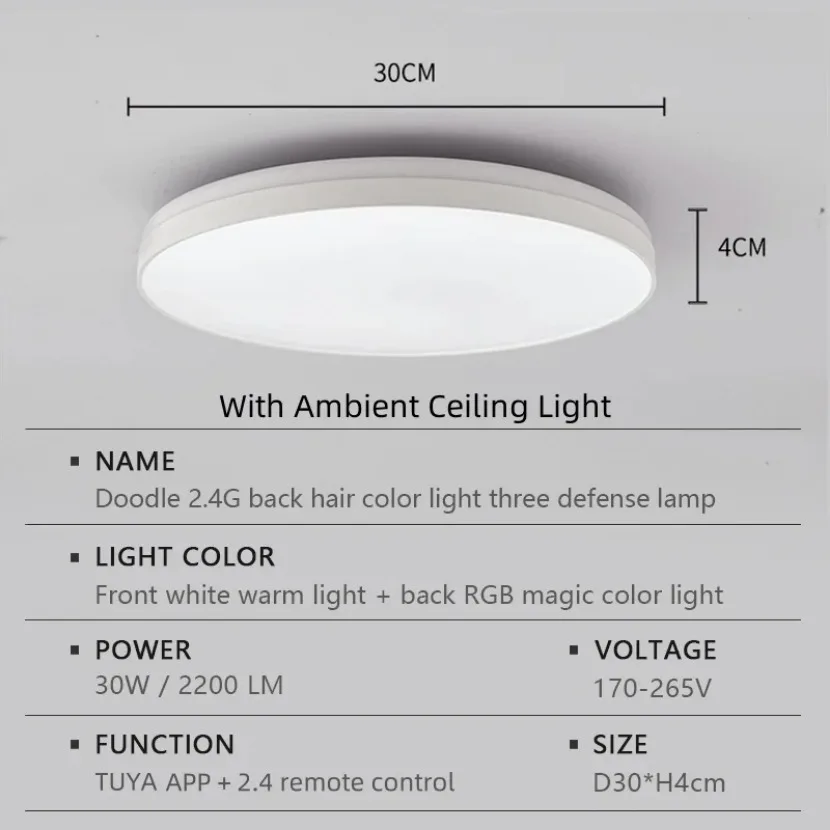 Imagem -06 - Tuya-luz de Teto Inteligente Led Retroiluminação Rgb Iluminação Colorida Controle Remoto Aplicativo Bluetooth Luz Doméstica Regulável