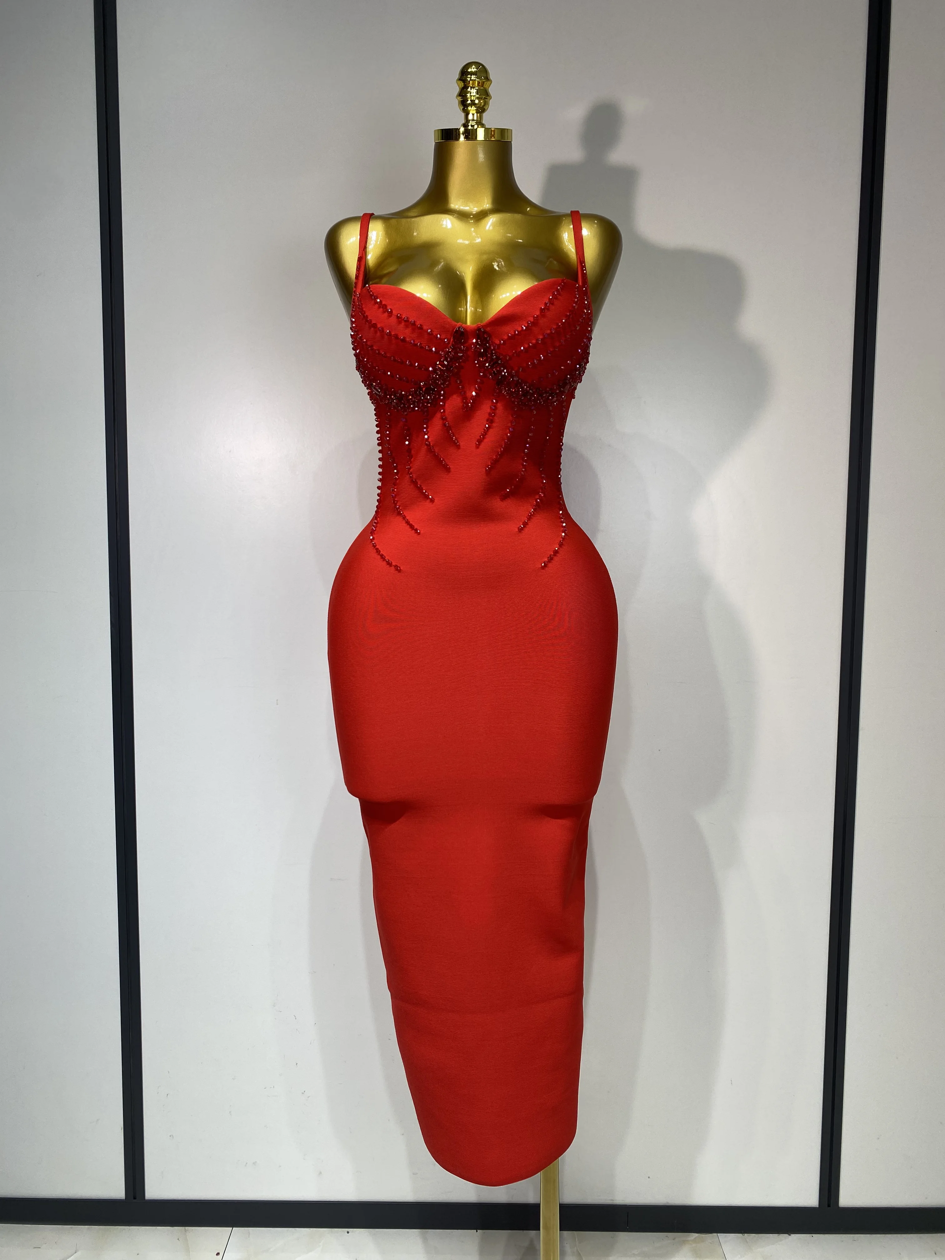 navy blue dress for baby girl Women Sexy Backless Beading V Neck Bodycon Bandage Dress Club Party  Celebrity Elegant Luxury Birthday Dresses Wedding Guest Gown