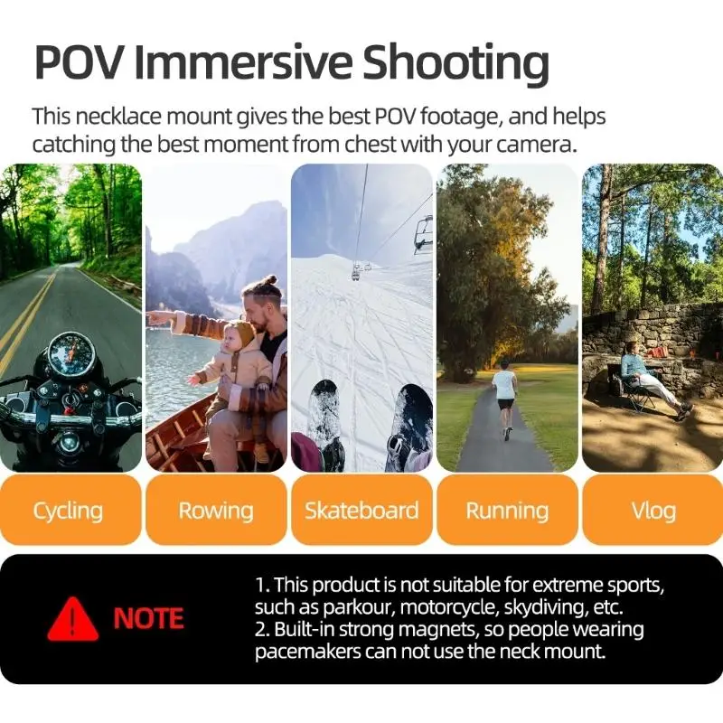 

Y1UB Neck Mount for GO 3S/GO 3 Cameras Allowing Quick Release Adjustable Strap and Double Orientation