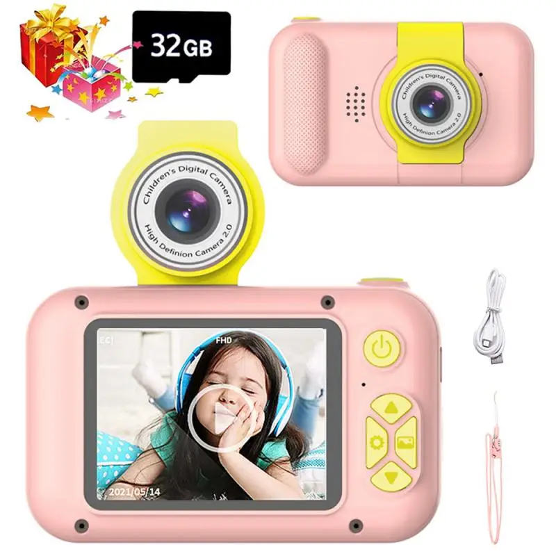 Kids Camera Childrens Digital Camera with Flip Lens 1080P 2.4 Inch HD Screen Video Recorder Camcorder For Child Birthday Gift