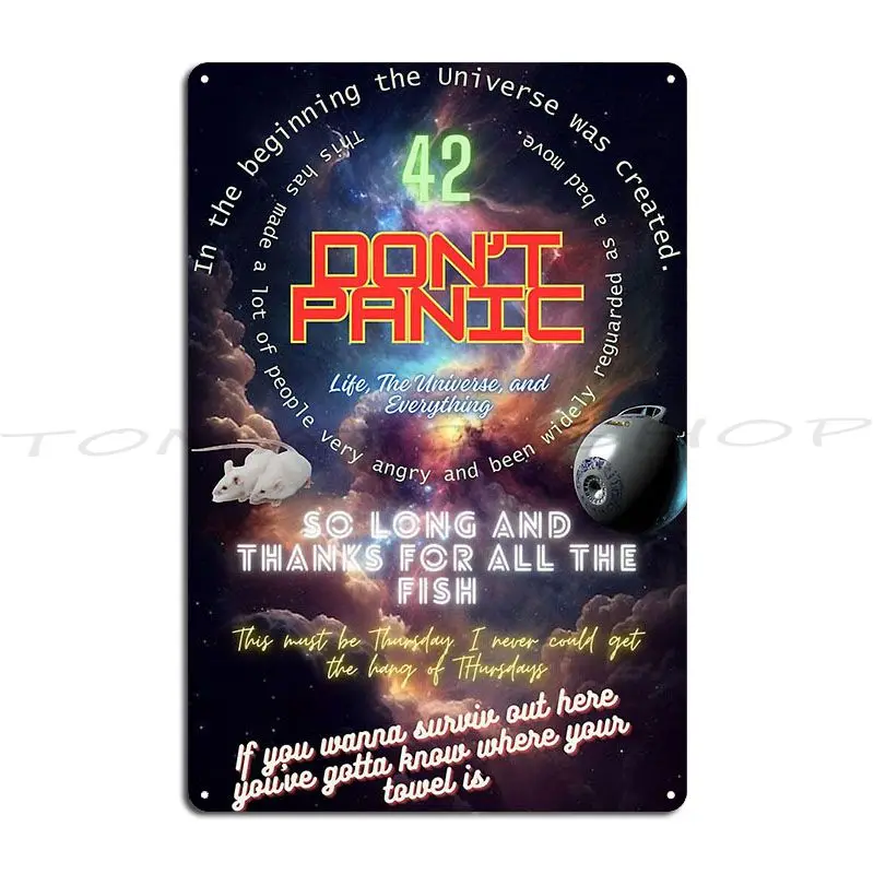 Hitchhikers Guide To The Galaxy 1 The Answer Is  Metal Plaque Kitchen Decoration Retro Kitchen Printed  Tin Sign Poster