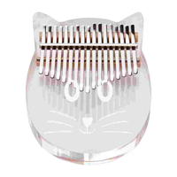 Crystal Thumb Piano Transparent Acrylic Cat Shape Kalimba for Kids Adults 17 Keys Finger Piano Kalimba Thumb Piano