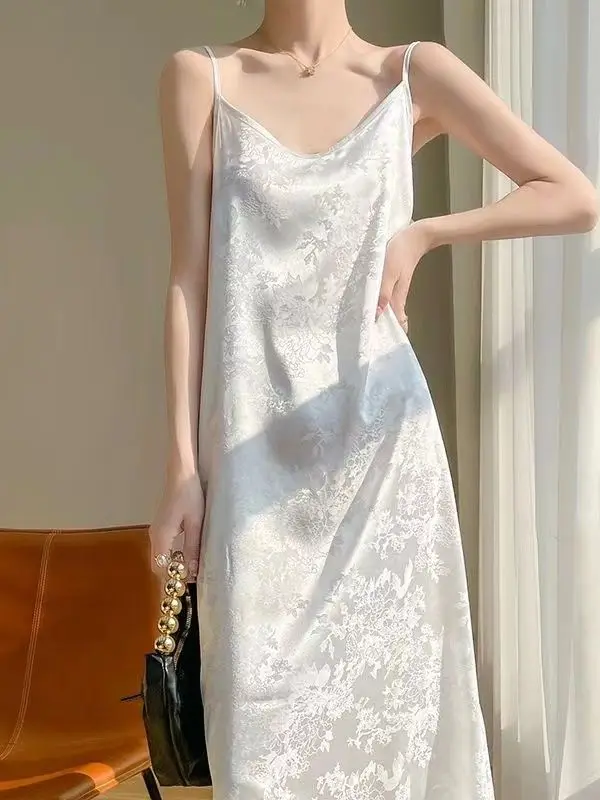 Verão v-ne borla cinta dr feminino videira acetato cetim drapeado a linha longo dr emagrecimento camada base colete dr