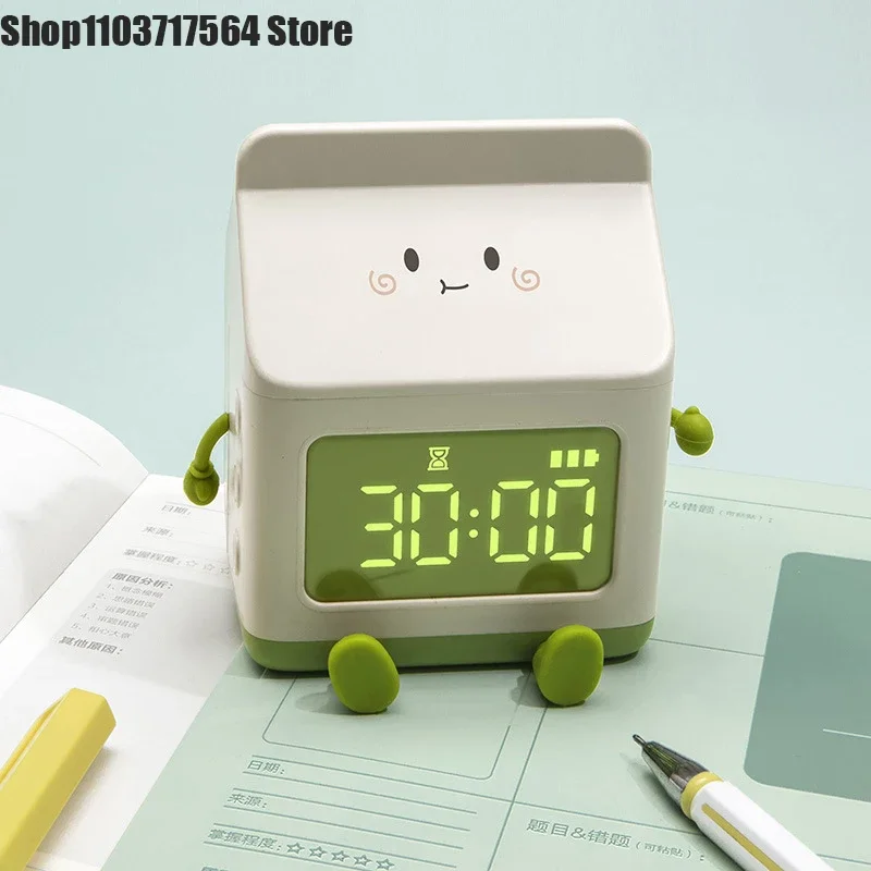 

New creative milk carton wake up alarm clock Children's cartoon electronic clock students special timer alarm clock