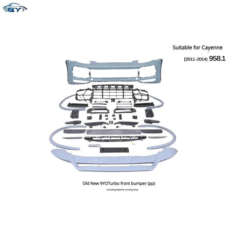 For Porsche Cayenne 958 old model modified new 9Y0 TURBO Teca large front and rear bumper wheel eyebrow headlights