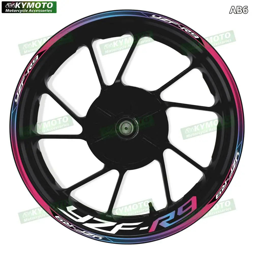 For YZF R9 YZF-R9 Motorcycle 17 Inch Front And Rear Logo Wheel Hub Sticker Decal Waterproof Reflective Decorative Rim Stickers