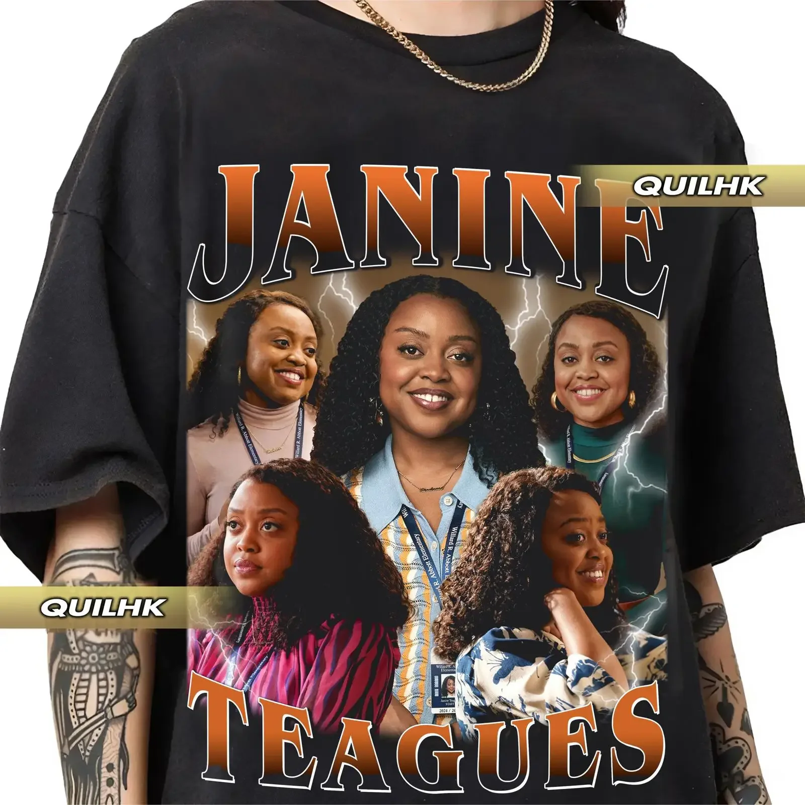 Camiseta estilo retro de los 90 de Quinta Brunson como Janine Teagues, estilo vintage de la escuela primaria Abbott, lavada, informal, elástica y suave.