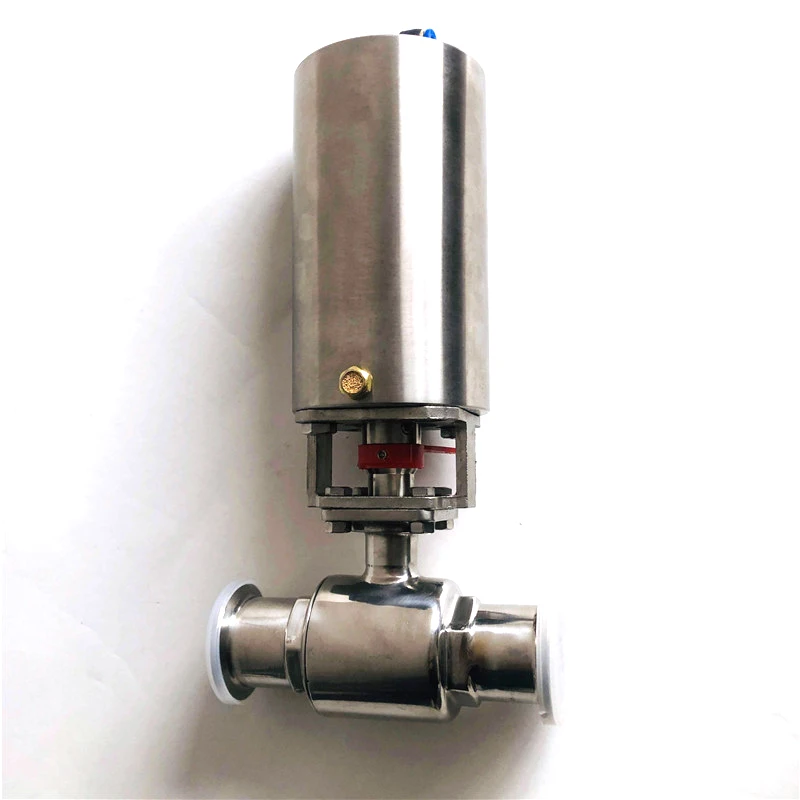 

Sanitary pneumatic tri clamp ferrule ends ball valve single acting actuated air driven on/off stainless steel valve