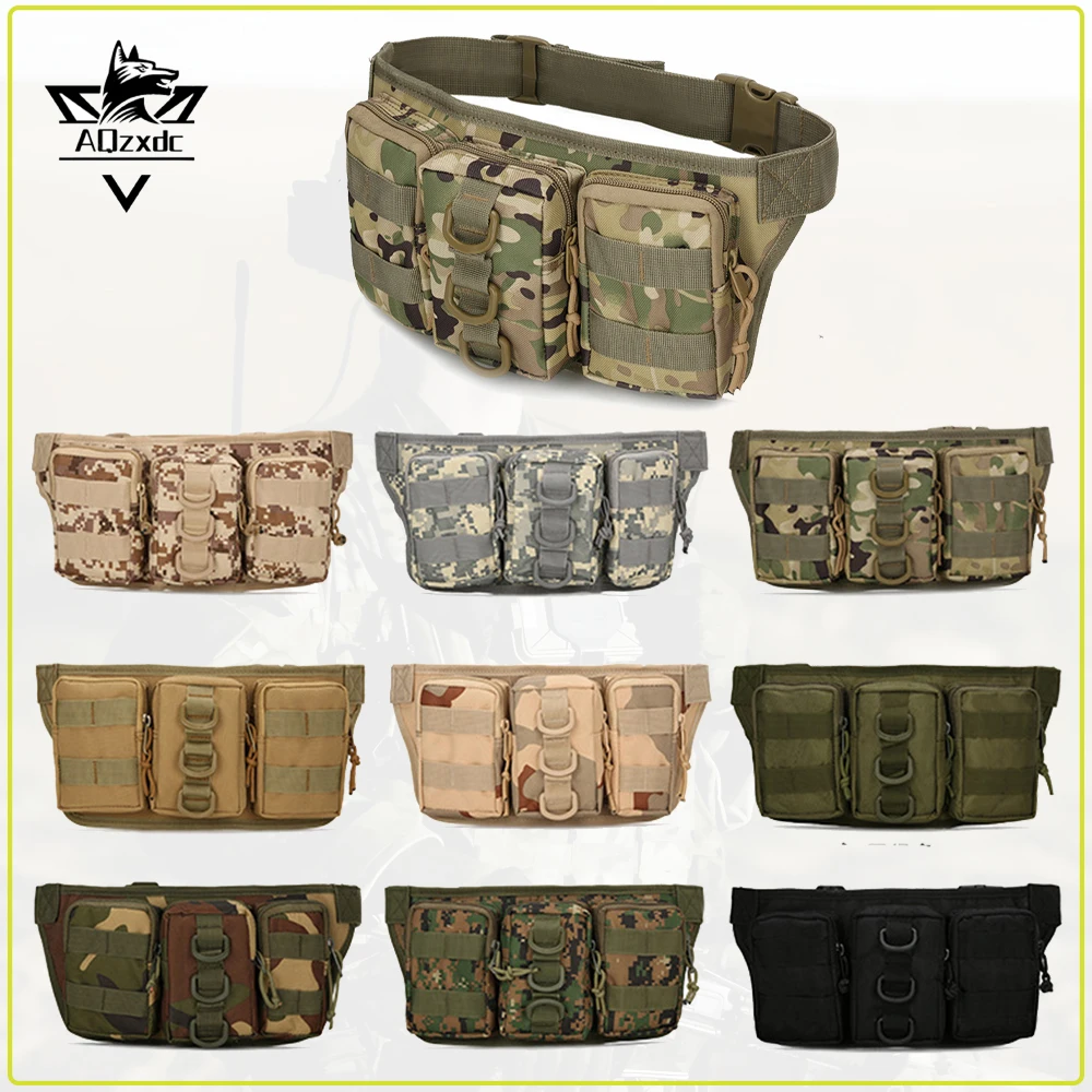 

Tactical Triple Small Waist Bag Waterproof Mountaineering Cycling Pack Molle Detachable Water Bottle Holder for Outdoor Travel