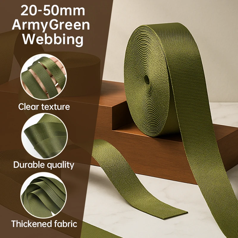 

2/5/8/10M ArmyGreen Webbing 20/25/32/38/50mm Ribbon Strap Nylon Tape Bag Decorative Ribbons Belt Sling Sewing Bais Accessories