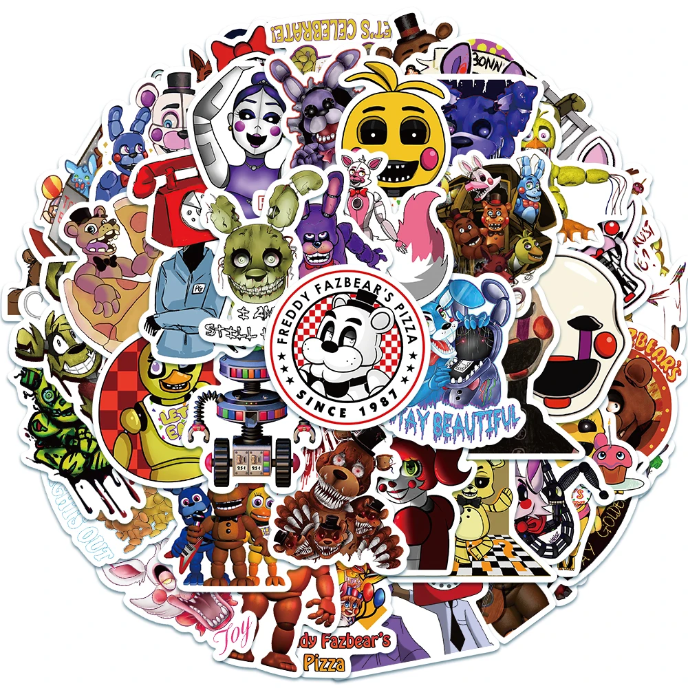 50PCS Five Nights at Freddy\'s Thriller Horror Game Graffiti Stickers Vinyl DIY Phone Car Laptop Fridge Anime Decal Sticker Toy