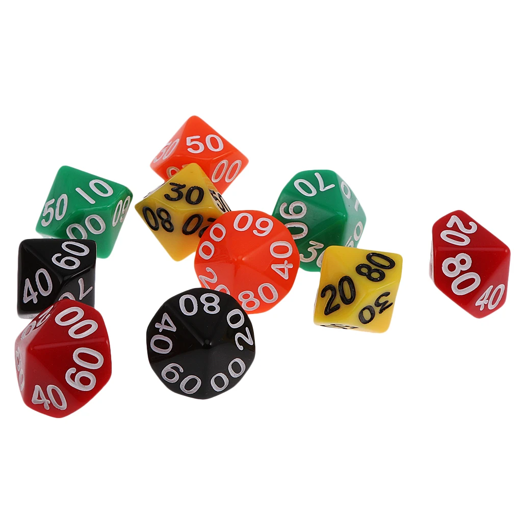 10 Pieces of Ten-sided D10(00-90) Playing D& Board Game Favours