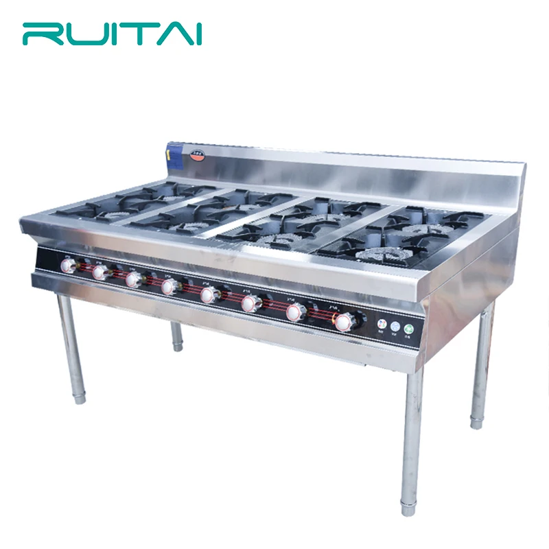 Hotel Restaurant Industrial Kitchen 201 Stainless Steel Gas Stove Commercial Gas Stove 8 Burner