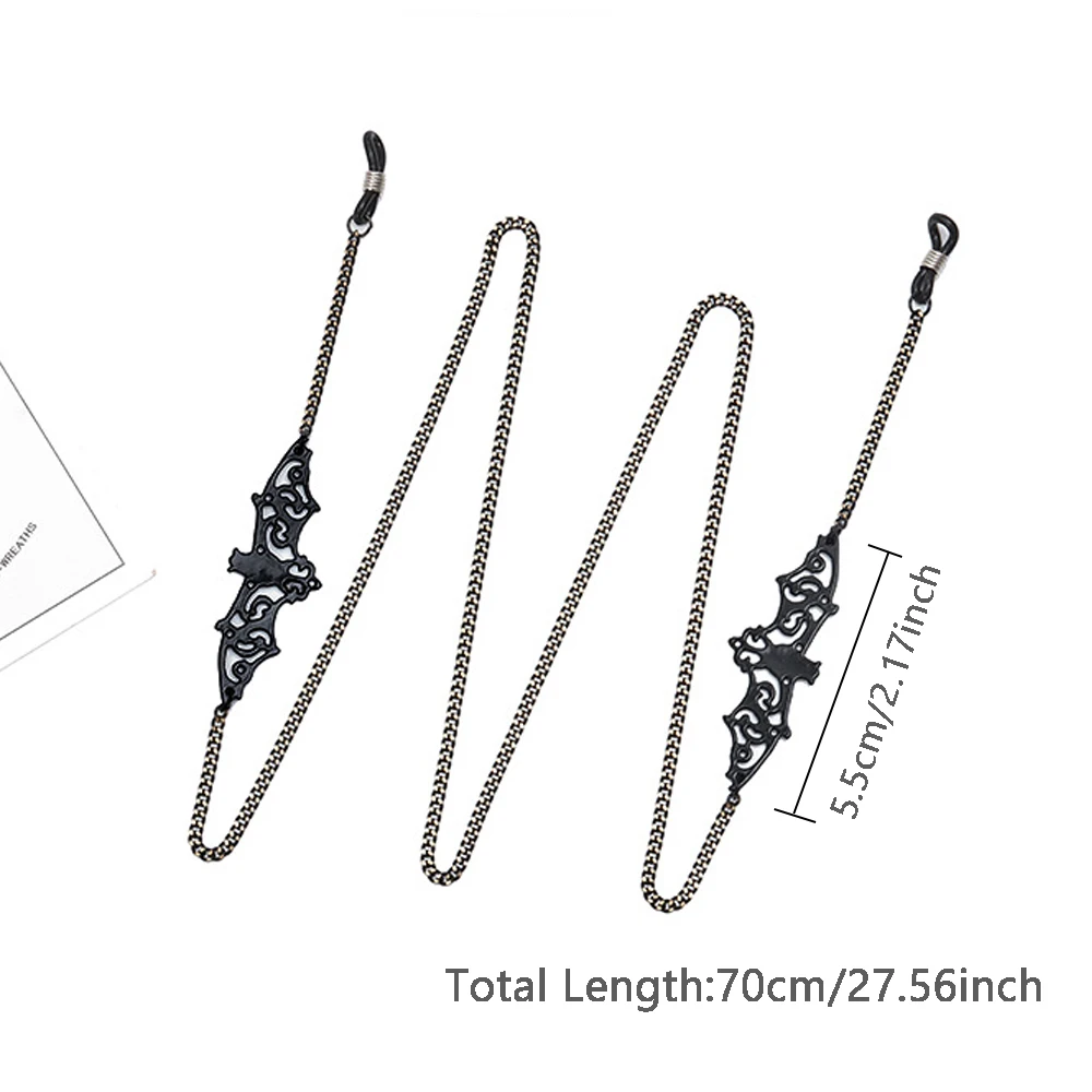 New Fashion Pendant Glasses Chains Bat Cross Eyeglasses Sunglasses Spectacles Metal Non-slip Chain Holder Cord Lanyard Necklace