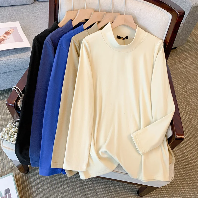 150Kg Plus rozmiar damski biust 143 jesienno-zimowy ciepły długi rękaw Top dolny 4XL 5XL 6XL 7XL 8XL