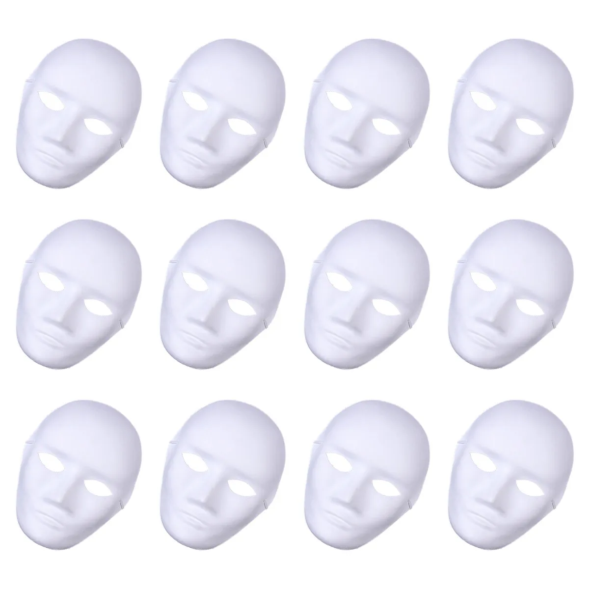 12Pcs Hand-Painted Full Face Halloween Masks Male Style DIY Blank Painting Mask for Halloween Party Carnival Costume Scary Ghost