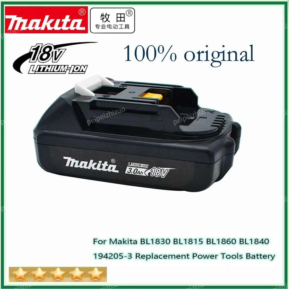 

Makita Rechargeable 18V 3.0Ah Li-Ion Battery For Makita BL1830 BL1815 BL1860 BL1840 194205-3 Replacement Power Tools Battery