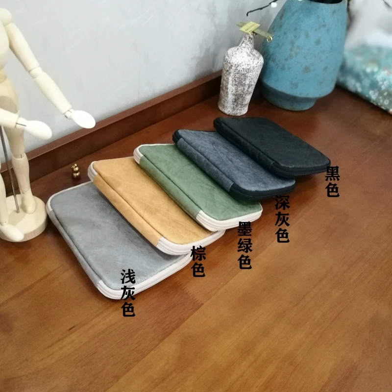 Bolsa de bolígrafo de papel DuPont de Color sólido hecha a mano, bolsa de almacenamiento de bolígrafo de tela, cinco bolsas de bolígrafo, cremallera