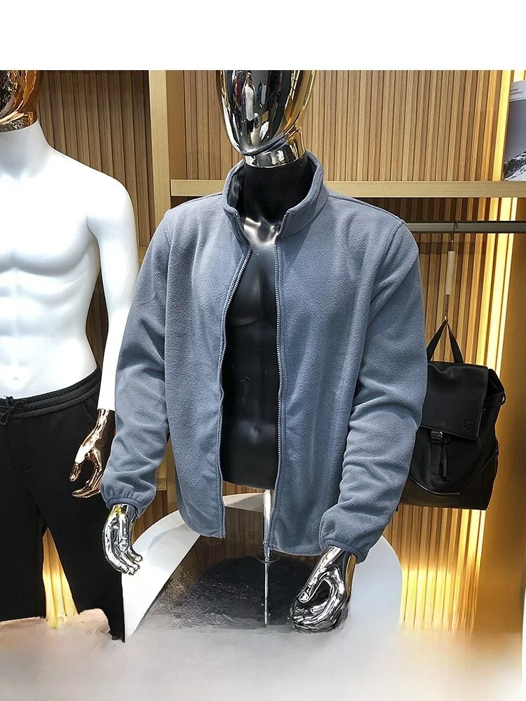 

Faionable Stand Collar Double Sided Fce Jaet Heat Retention Outerwear Youth ular Stand Fit Long Sve Autumn Ja...