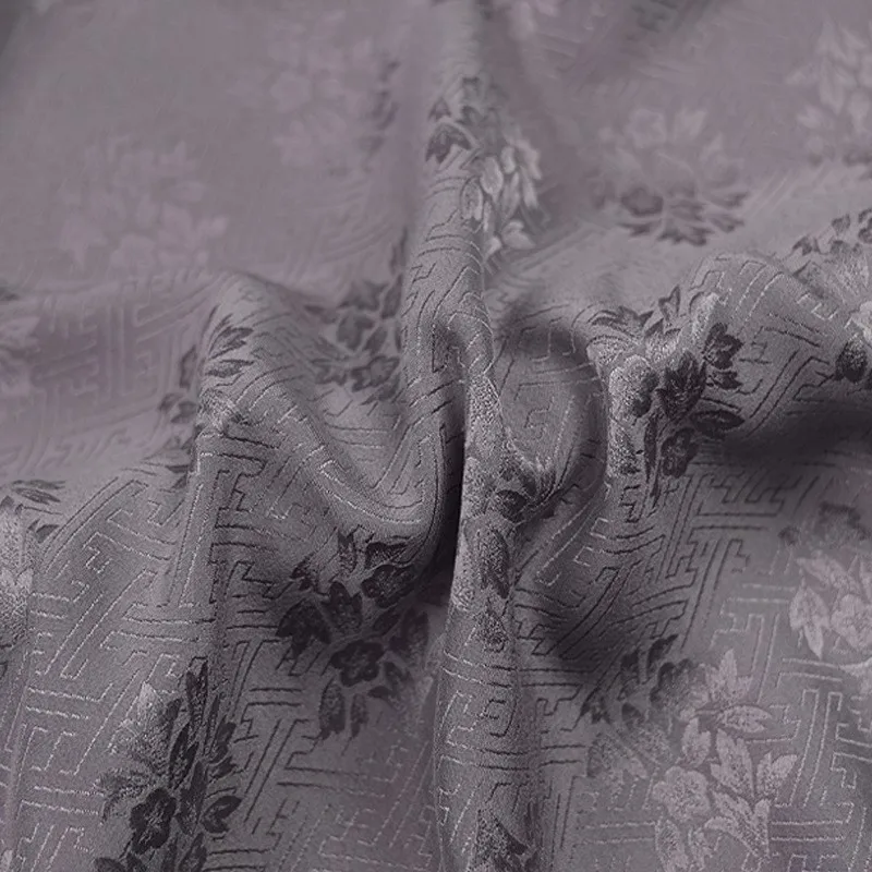 New Chinese-style Hanfu cheongsam and waistcoat fabric made of pure silk with a ten-thousand-character pattern flowers