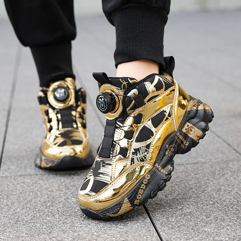 Autumn Fashion Golden Children's Running Sneakers Size 28-39 Comfort Platform Sneakers Child Outdoor Sports Shoes Kids Trainers