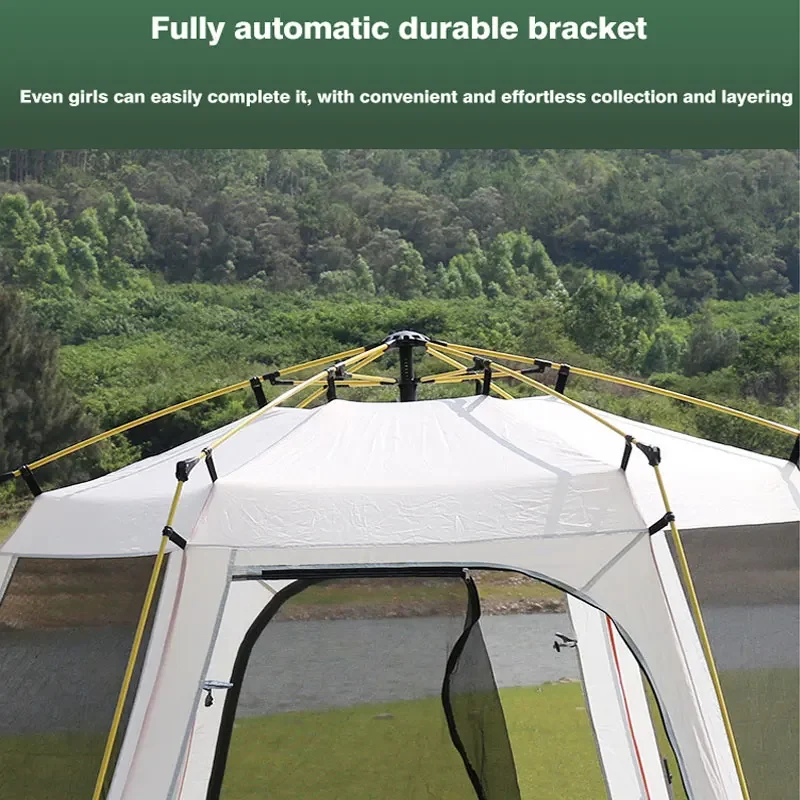 Outdoor Hexagonal Automatic Camping Tents For Rain and Sun Protection 5- 8 Persons Waterproof Outdoor Tents