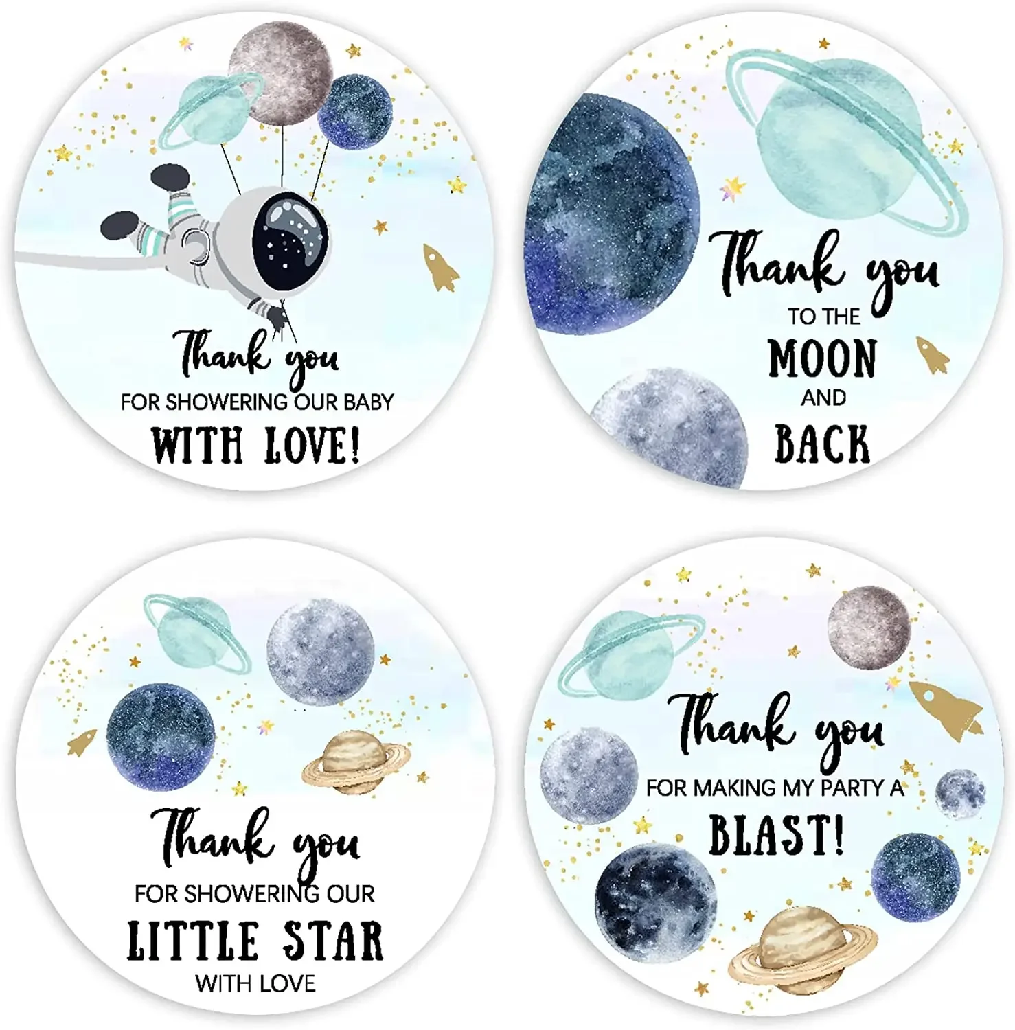 

Outer Space Thank You Stickers, Astronaut Stickers, Planets Labels, Galaxy Themed, Baby Shower, Birthday Party Favors Bag, 48Pcs