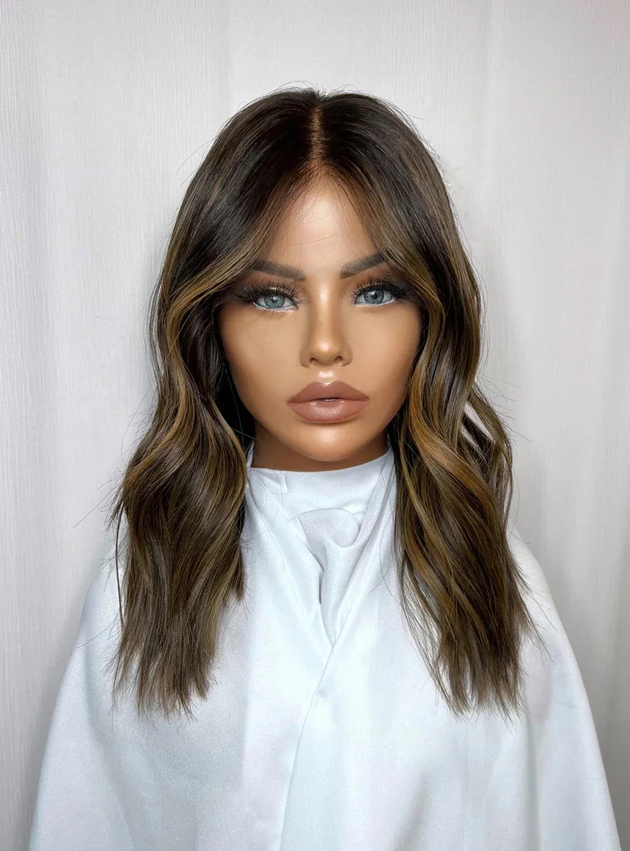 شعر مستعار طبيعي مموج شعر بشري أسود عسلي أشقر يسلط الضوء على 100% شعر عذراء صيني باروكات أمامية من الدانتيل شعر مستعار نسائي بدون صمغ #5