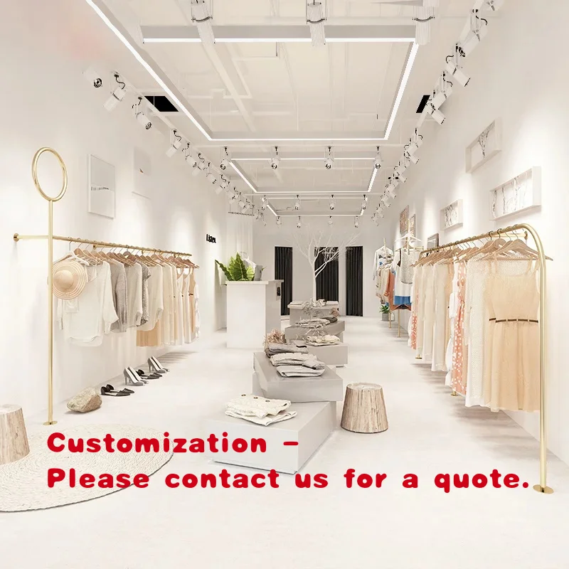 custom.Customize Clothing Store Hanger Display Rack on Wall Side Type Women's Children's Clothing Shelf Golden Wall Hanging