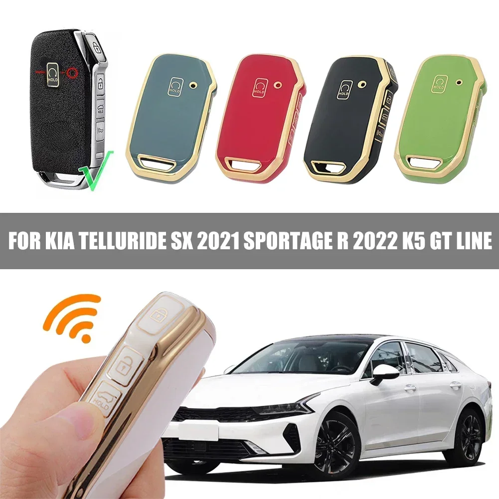 For Kia Telluride Telluride SX 2021 Sportage R 2022 K5 GT Line 2021 Seltos 2020 Remote Key Smart 5 Button Tpu Car Key Case Cover