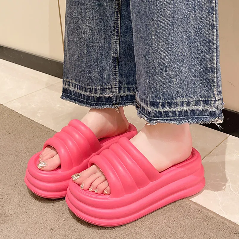 Womens Platform Slippers Outdoor Solid color Summer Slippers Women Fashion Ins Home Anti-Slip Slippers Shoes For Girls