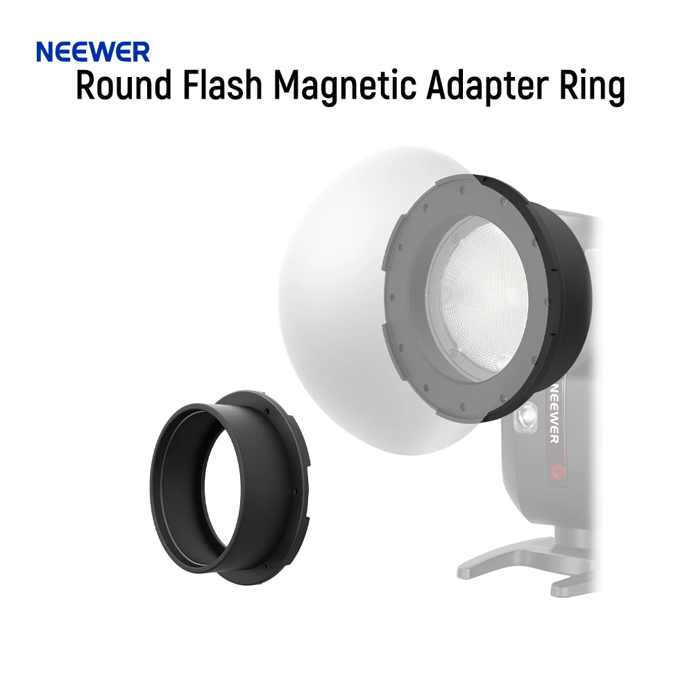 

NEEWER Round Flash Magnetic Adapter Ring Silicone Magnetic Mount Holder Light Diffuser Attachment for Godox V1/V1 PRO