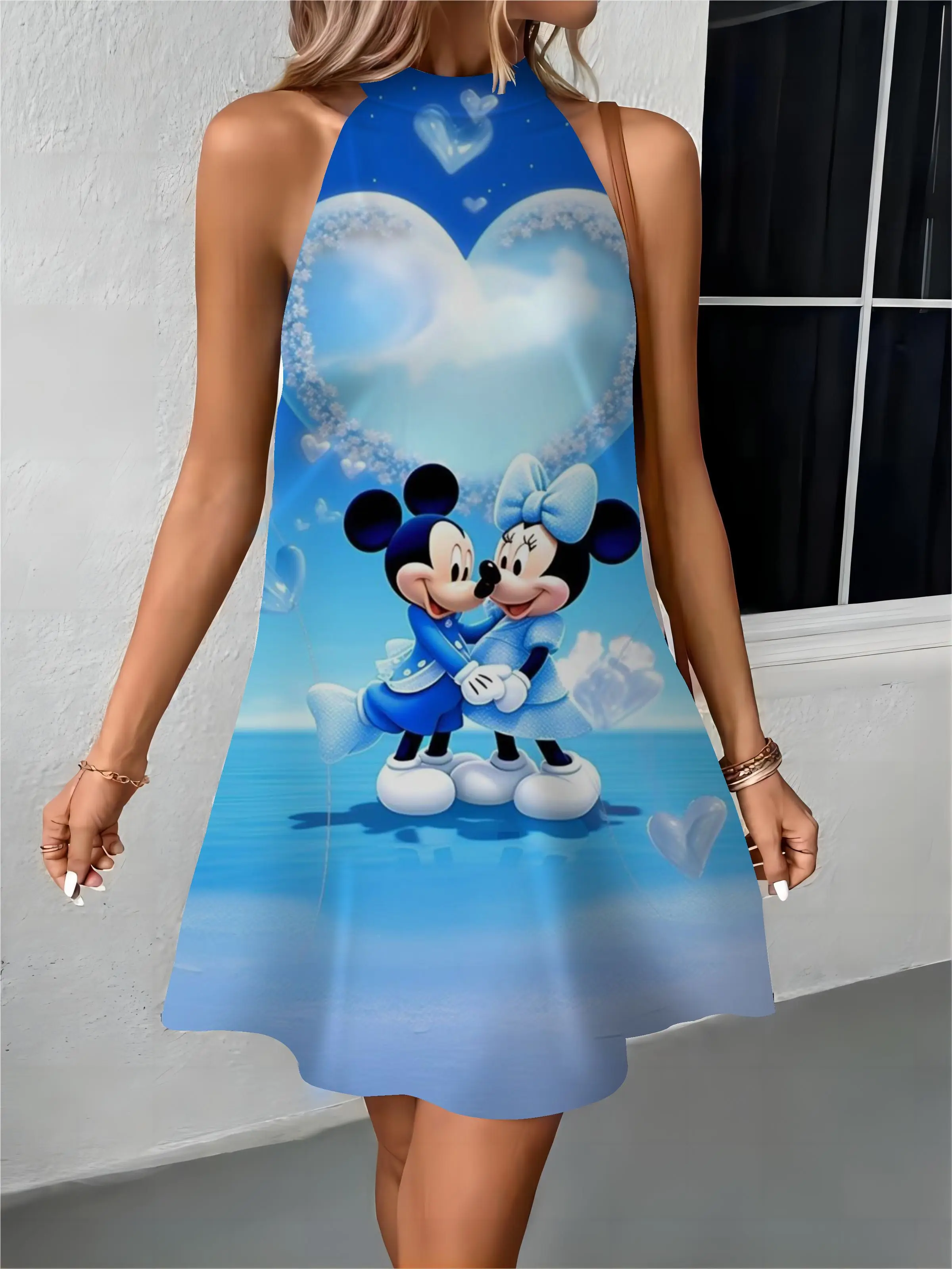

Holiday Dresses New Dress Apron Minnie Mouse Off Shoulder Bow Knot Mickey Disney Womens Fashion Summer 2024 Elegant Women Party