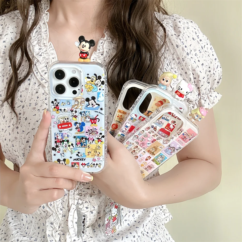 

Fashion cartoon cute Mickey Kitty cat Phone case for iPhone 16 15 14 Pro Max cover with charm Lovely Anti-fall Shockproof Fundas