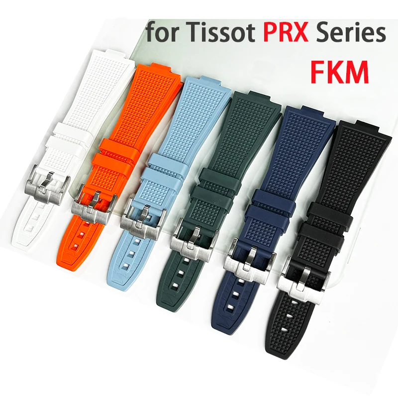 

Ремешок FKM для Tissot PRX Series T137.407/T137.410, суперплеер, 40 мм, выпуклый фторкаучук, быстросъемный ремешок для часов, браслет 12 мм