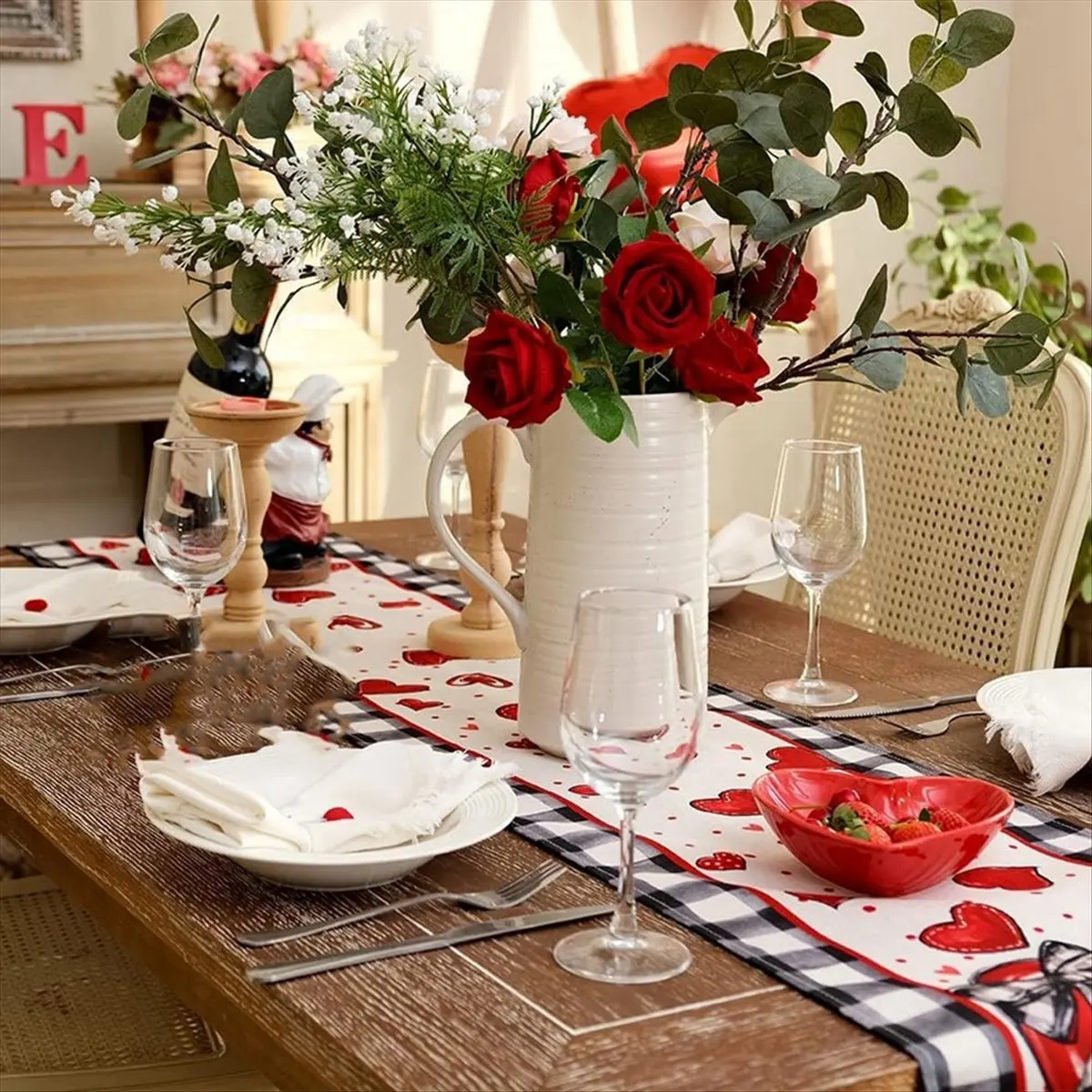 BHBL Valentine'S Day Table Runner, Polka Dots Decorative Farmhouse Table Decoration for Kitchen Dinning 33 X 120cm B