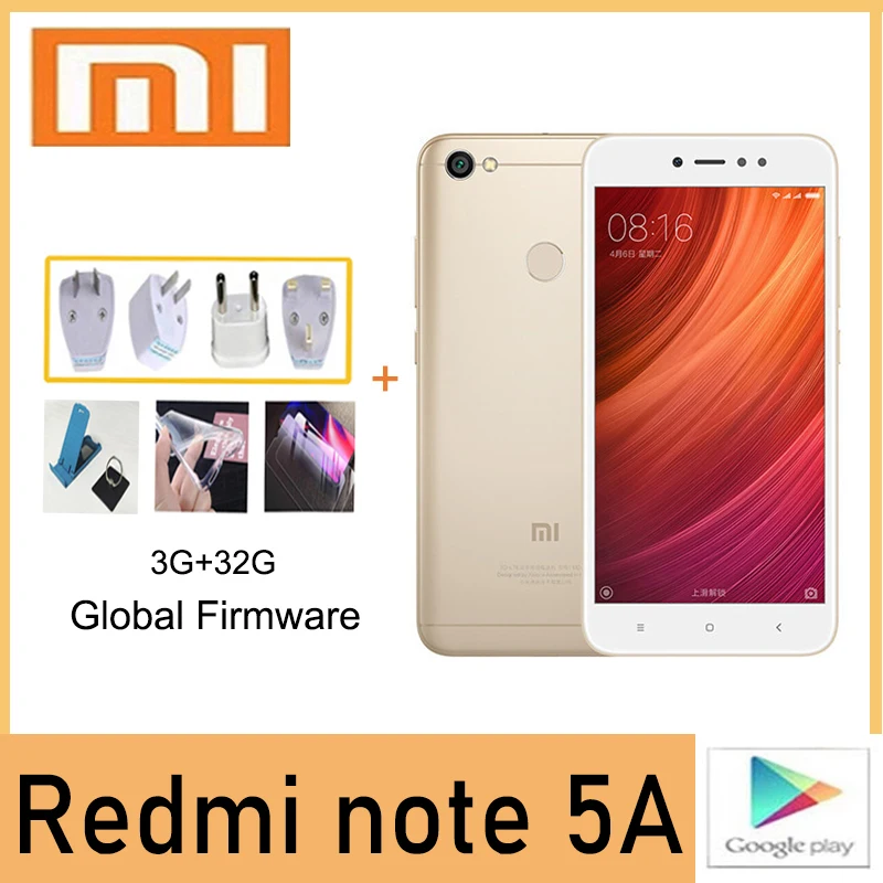 Глобальная версия смартфона Xiaomi Redmi Note 5A, мобильный телефон, разблокированный Android, поддержка прямой связи.
