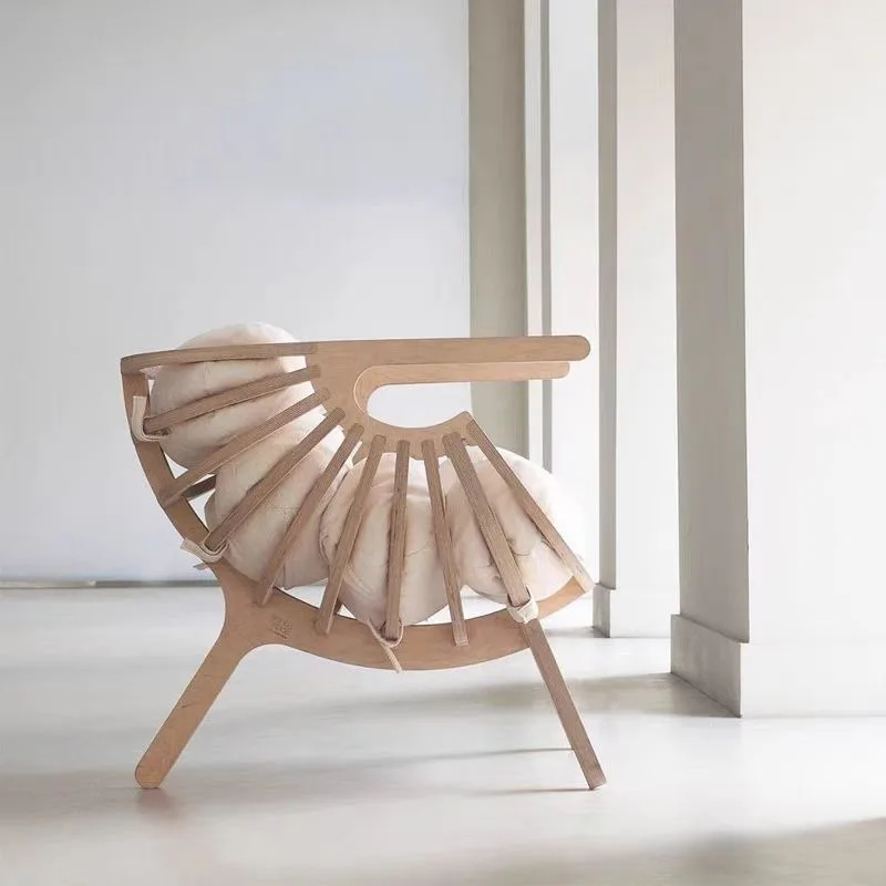 Solid wood shell chair, simple home chair, all solid wood sofa