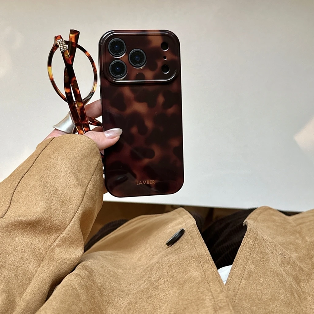 Retro stilvolle bernsteinfarbene Lamber-Muster glänzende Handyhülle für iPhone 17, 16, 15, 14, 13, 12, Pro Max Plus Air – Detail 4