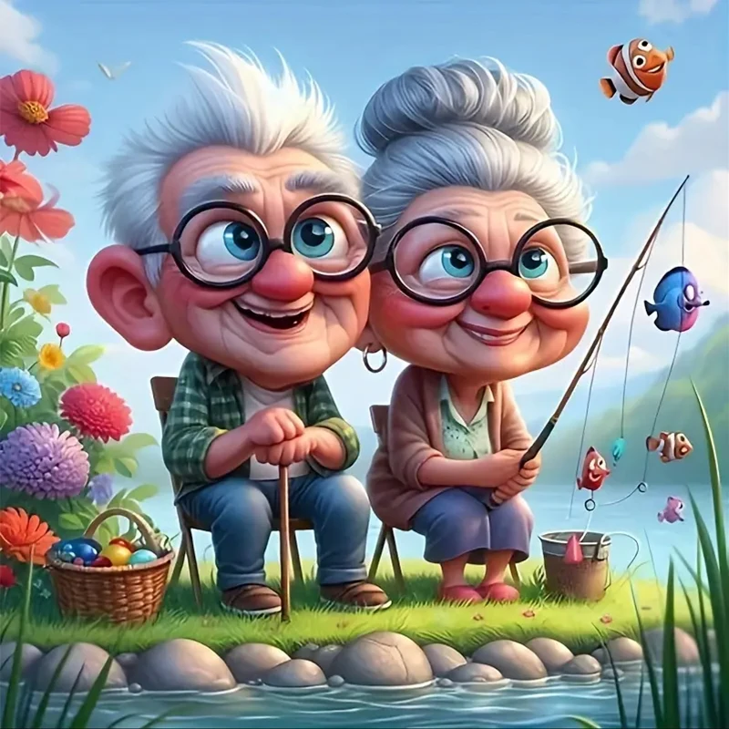 

Grandparents Fishing Diamond Painting Set, DIY Adult Full Diamond Home Decoration Painting Set, Adult, Frameless Art Crafts