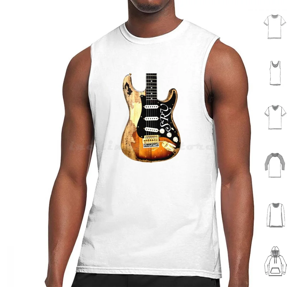 

Srv Guitar , Stevie Ray Guitar , Vaughan Electric Guitar Tank Tops Print Cotton Blues Double Trouble Electric Guitar