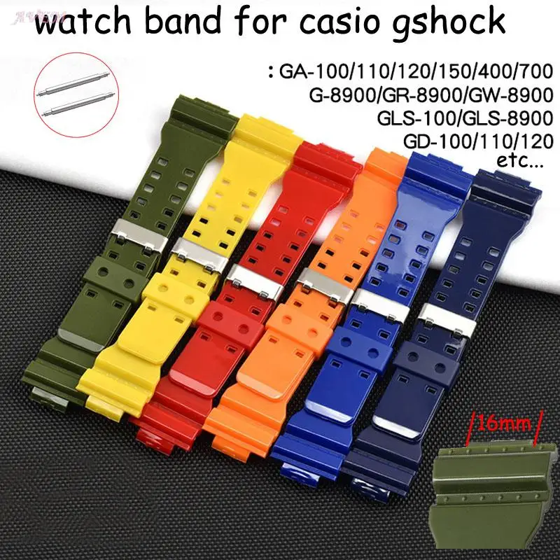 Matte Glossy TPU Rubber watch band for Casio g-shock GA110 GD100 DW5600 6900 G8900 16mm Resin watch band Waterproof wristband