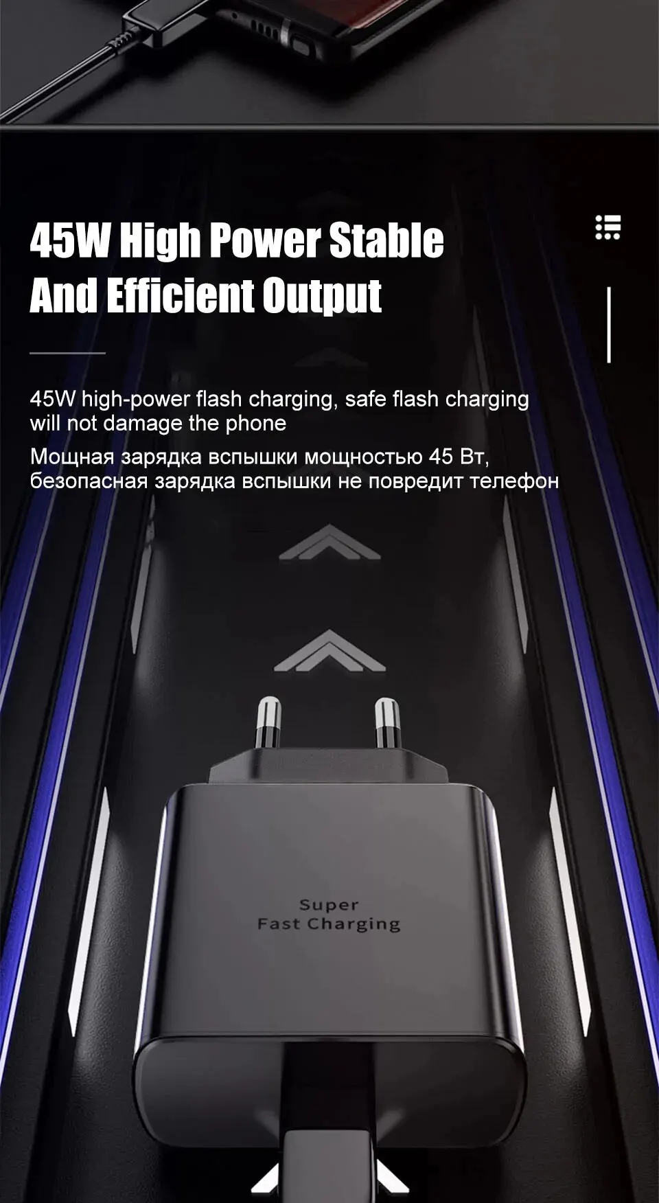 5A 45W PD USB-C Fast Charger for Samsung S22 S23 S24 Note 20 A14 A15 A25 A52 A53 A54 Type C Super Quick Charge Cable 1m 1.5m 2m